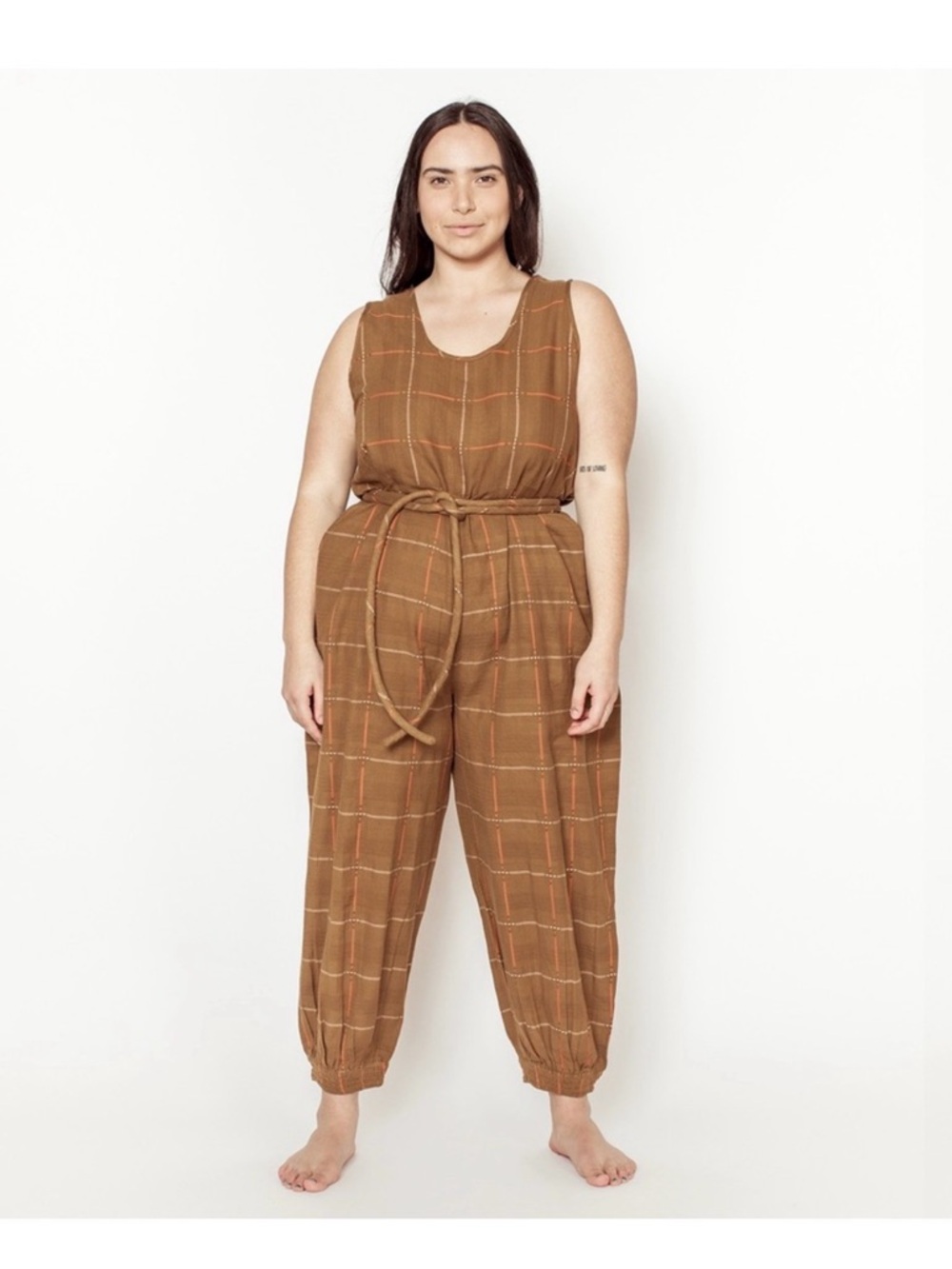 Ace & Jig Caramel Check cloud Jumpsuit